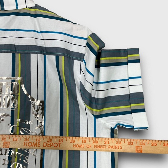 Disney Haunted Mansion Mens Medium Multicolor Striped Madame Leota Button Shirt - Picture 9 of 10